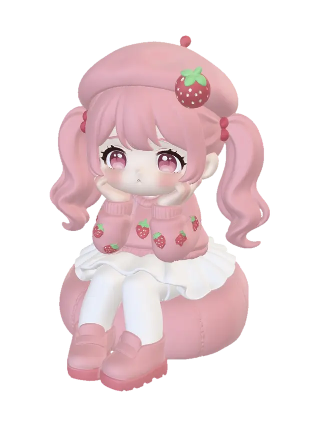 Pink Strawberry Dream 3D model, vytvořený pomocí AI