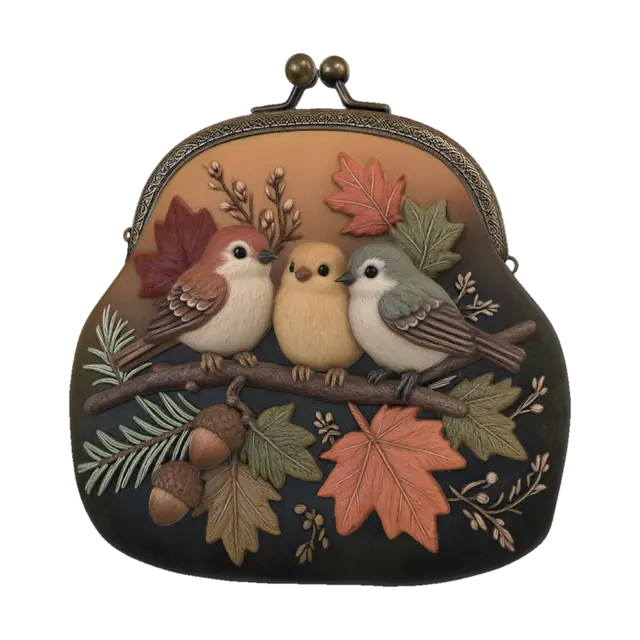 3D model for Autumn Birds on a Felted Pouch