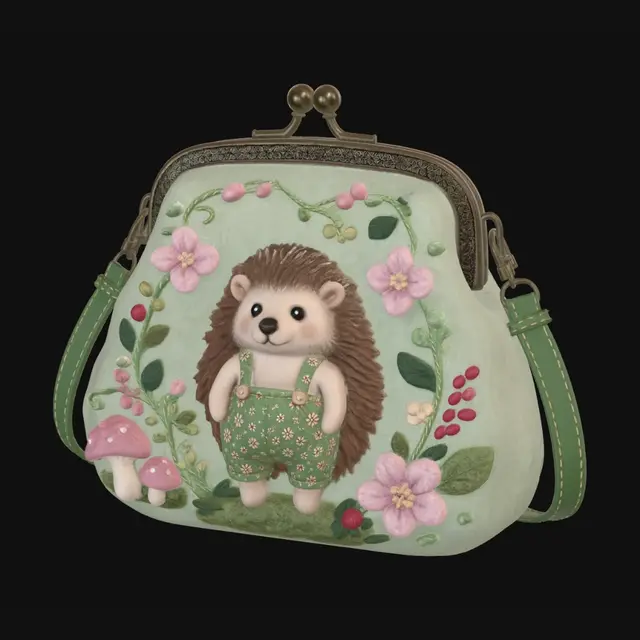 3D model for Floral Hedgehog Felt Bag