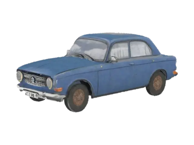 Vintage Blue Classic Car - Poland 3D model, vytvořený pomocí AI