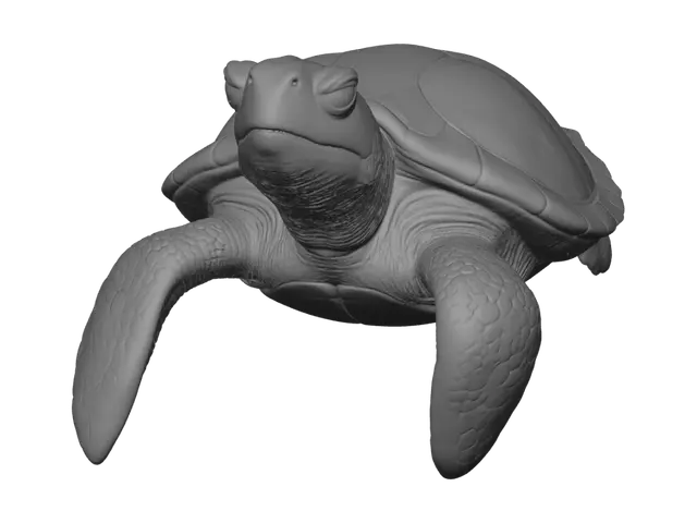 3D model for Here's a Midjourney prompt for that:

hyper-realistic 3D render of a sea turtle, detailed textured shell with barnacles and scratches, weathered leathery skin, flippers extended mid-swim pose, subsurface scattering on skin, studio lighting, octane render, cinema 4d, isolated on pure white background, no background, product photography style, ultra detailed