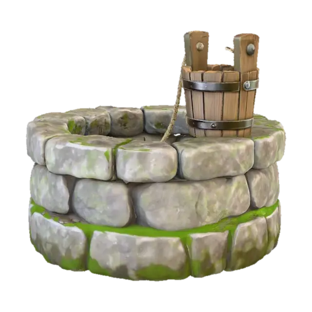 Wishing Well 3D model, vytvořený pomocí AI