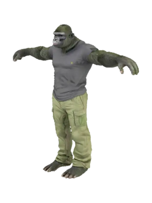 Gorilla Style - Silverback 3D model, vytvořený pomocí AI