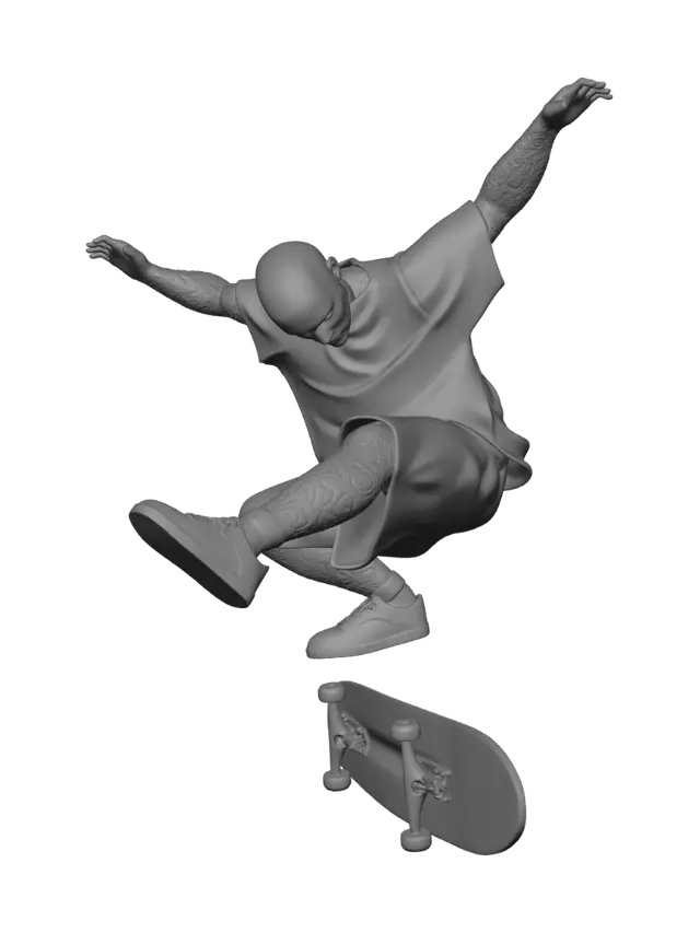 3D model for Mid-Air Skateboarder in an Indoor Park