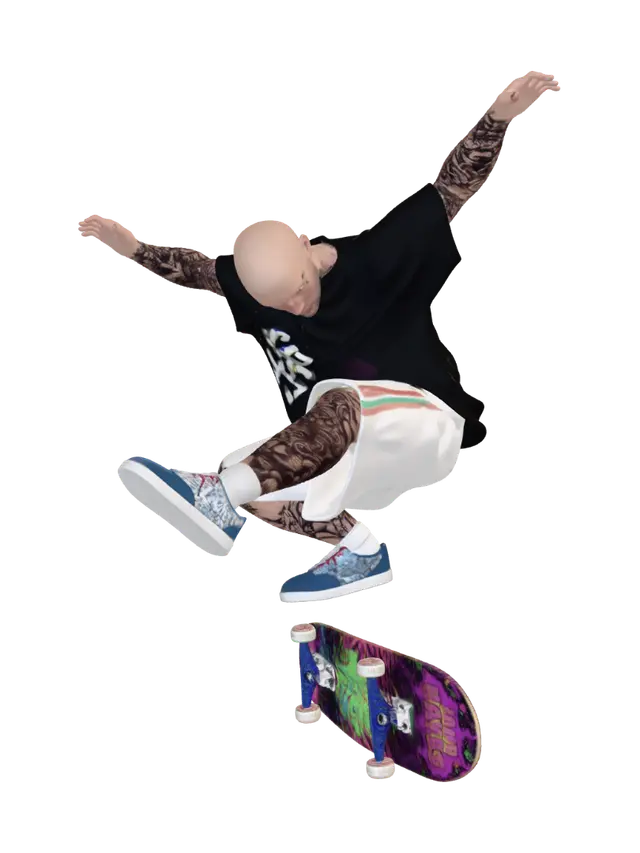 3D model for Mid-Air Skateboarder in an Indoor Park
