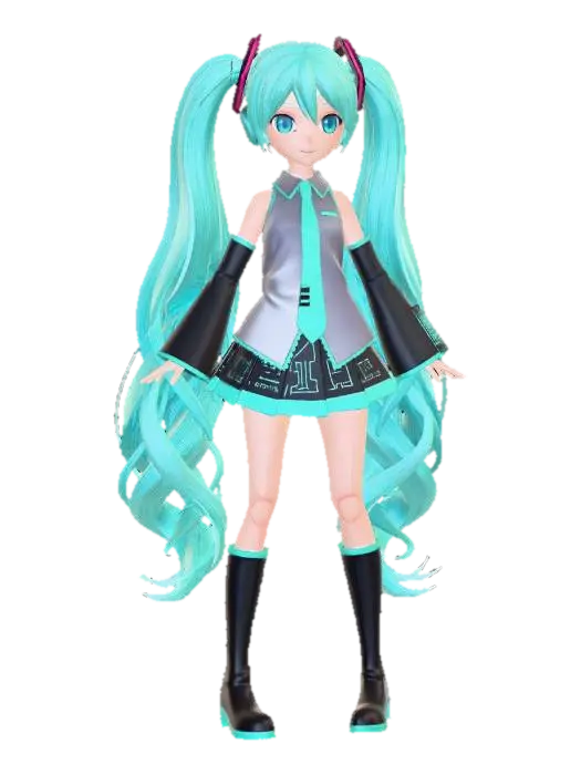 Hatsune Miku in the Enchanted Forest - Singer 3D model, vytvořený pomocí AI