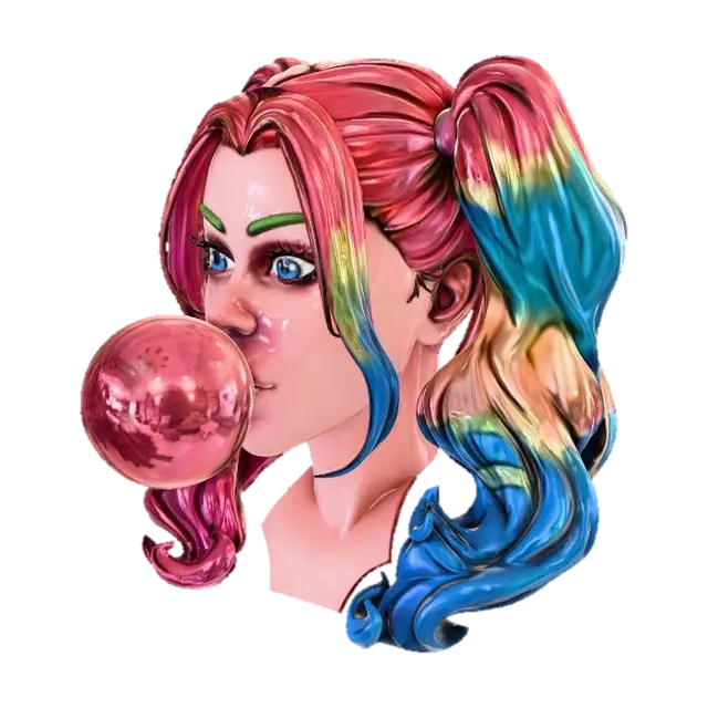 Bubbly Rebel 3D model, vytvořený pomocí AI