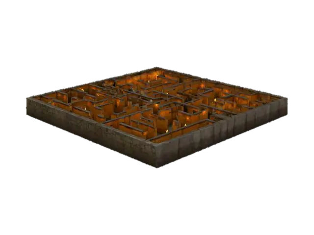 70x50 meter size labirinth, dungeon for horror game environment - Level 3D model, vytvořený pomocí AI