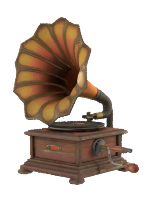 Vintage, portable, weathered and worn, hand-crank phonograph. Game ready HD asset. 3D model, vytvořený pomocí AI