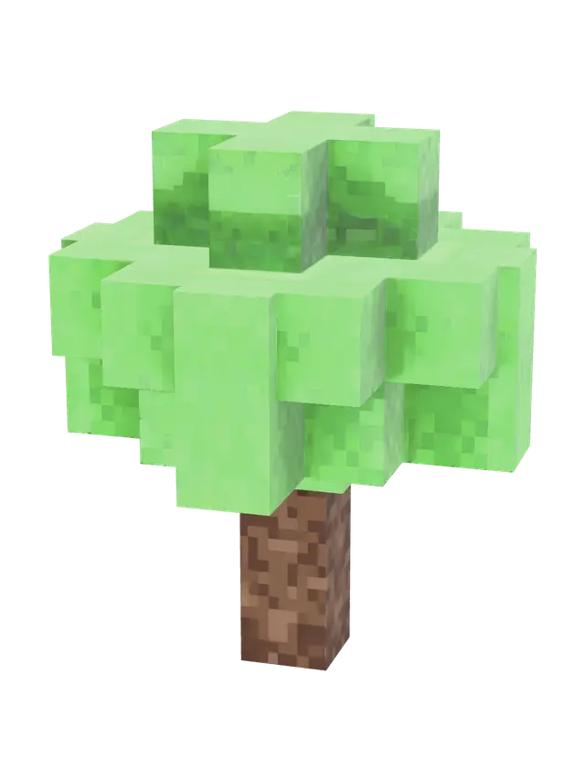 Stylized Minecraft Tree - Cubic 3D model, vytvořený pomocí AI