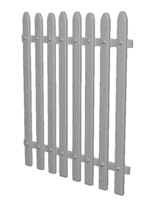 3D model for a wooden style fence that i can repeat in a game. It should beoak wood coloured and have spaces between the slats