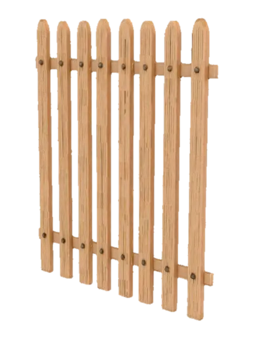 3D model for a wooden style fence that i can repeat in a game. It should beoak wood coloured and have spaces between the slats