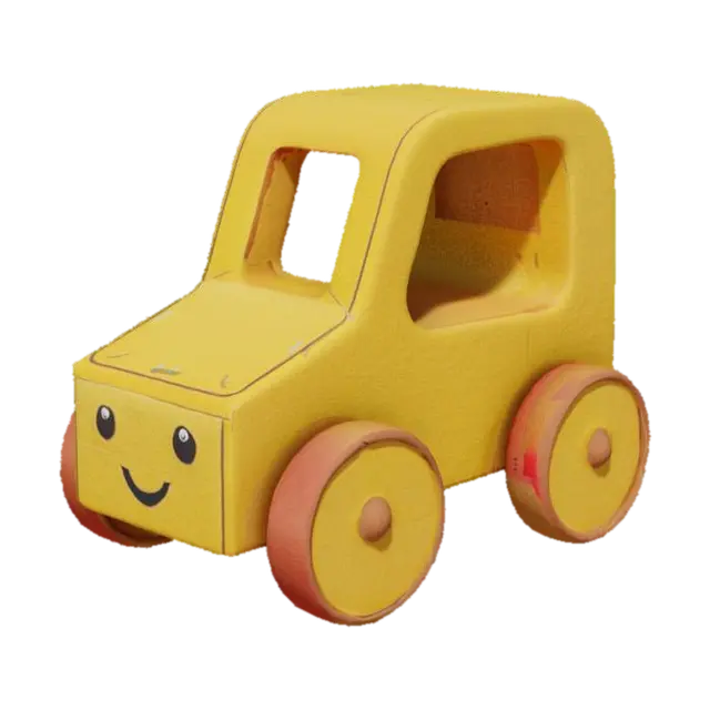 cardboard cute car for kids - Play 3D model, vytvořený pomocí AI
