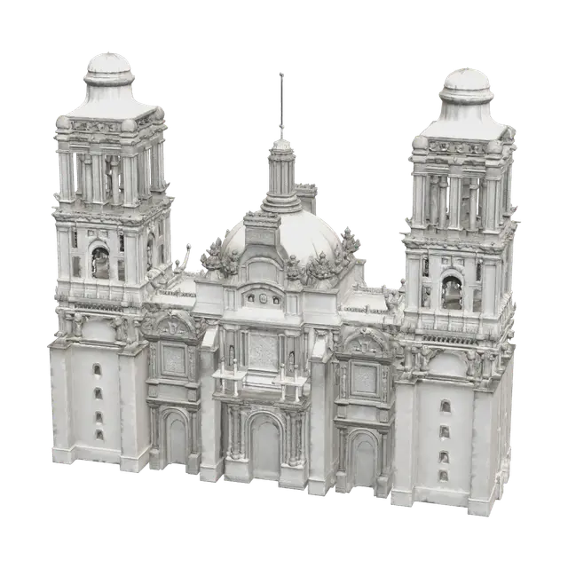Stylized Zocalo Mexico 3D model, vytvořený pomocí AI