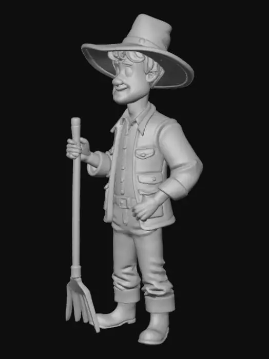 3D model for Bauer mit Rechen in der Hand
