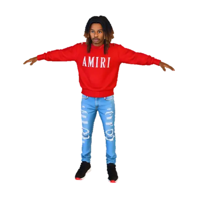 Red Sweater Style - 5 3D model, AI generated