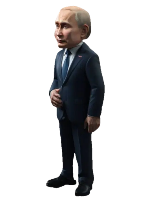 Putin like character standing tall - Politics 3D model, vytvořený pomocí AI