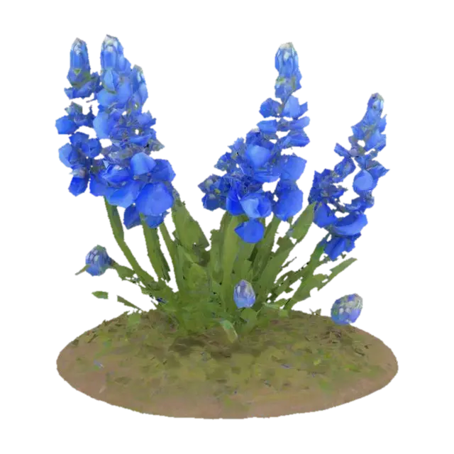 texas bluebonnets on a small knoll, #garden# 3D model, vytvořený pomocí AI
