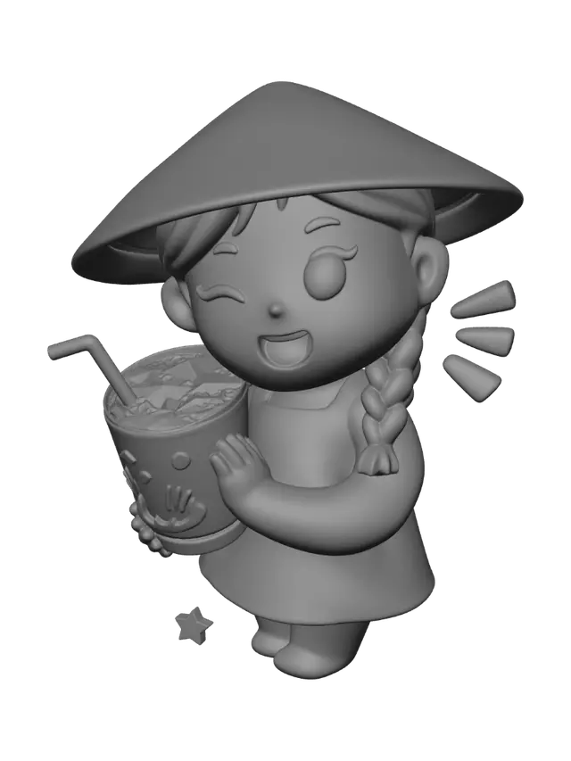 3D model for Winking Farmgirl with Milk
