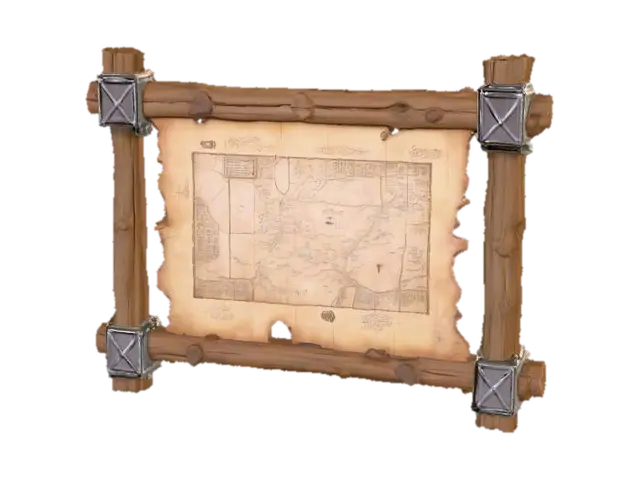 a town quest board built from ancient, weathered wood. The planks are rough,… - Map 3D model, vytvořený pomocí AI