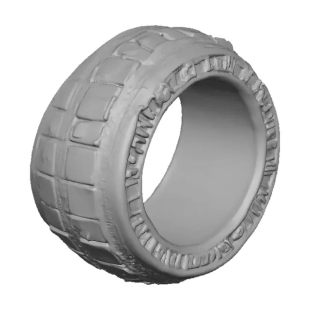 3D model for Create a hyper-realistic Unreal Engine asset of a massive bronze ring, large enough for a character to fly through. The ring should shine with polished bronze, featuring reflective metallic PBR textures that capture light and glimmer with subtle lens flares. Add fine detailing along the edges — engraved ridges, faint ornamental patterns, and micro scratches to give it realism while still appearing magical and pristine. The inner rim should be smooth and highly reflective, amplifying its radiant glow. The outer ring should have ancient hieroglyphic blue-ish markings etched into the ring. Ensure scalable optimization so the ring can be viewed both as a distant landmark and in cinematic close-ups, perfect for flight gameplay.