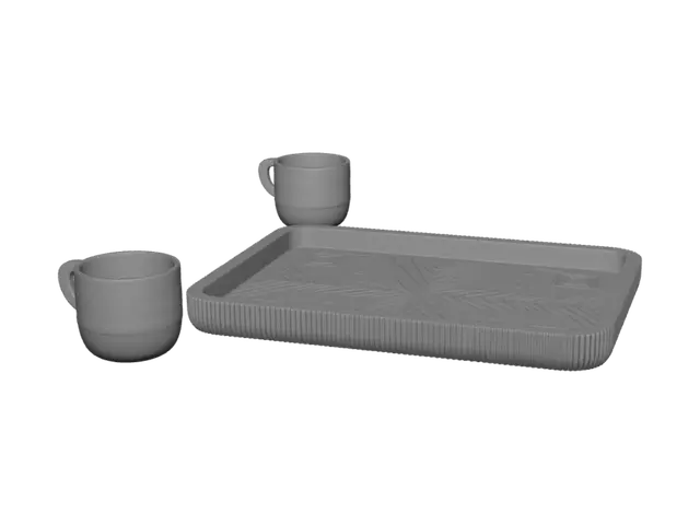 3D model for Geometric Tray on a Wooden Desk