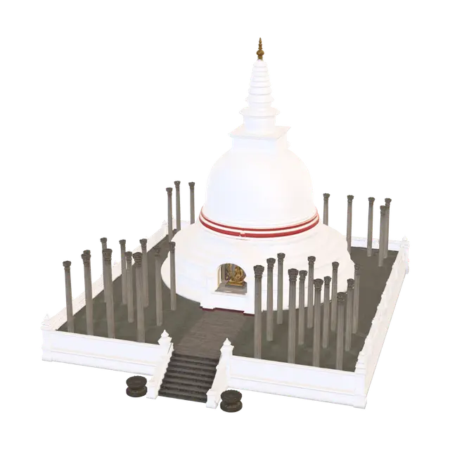 Temple_Stupa - Buddha 3D model, vytvořený pomocí AI