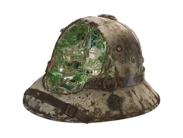 3D-модель Jungle Temple Inside a Helmet, згенерована ШІ