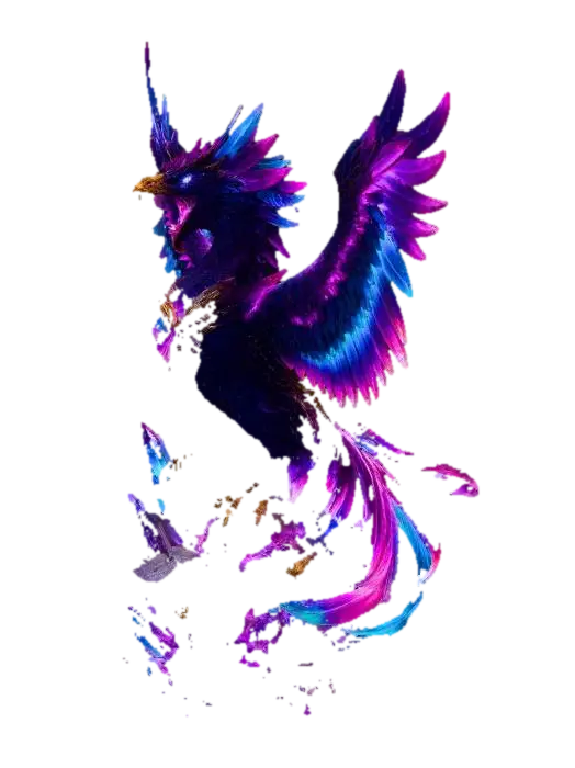 Crystalline Twilight Phoenix - Avian 3D model, vytvořený pomocí AI