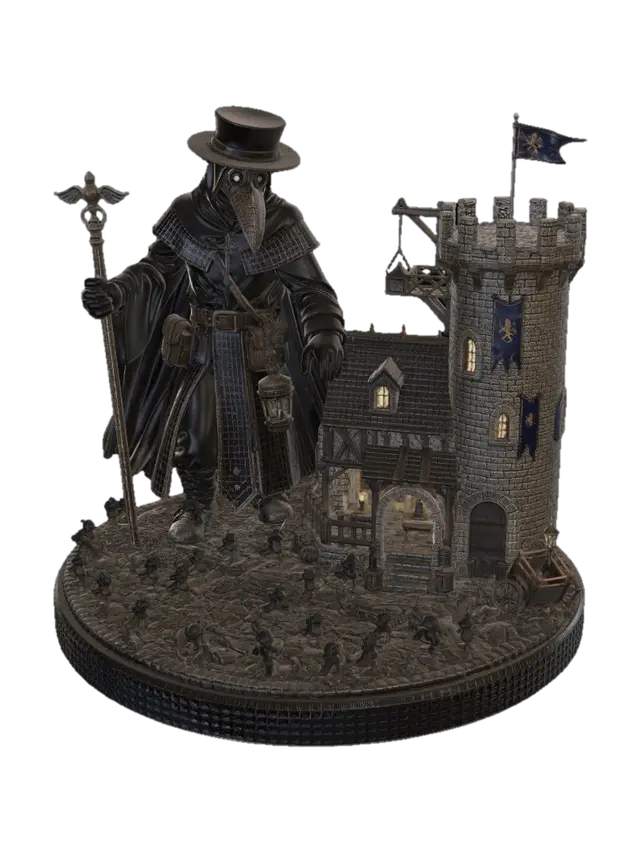 Plaguewarden of Ironhold - Grimdark 3D model, vytvořený pomocí AI