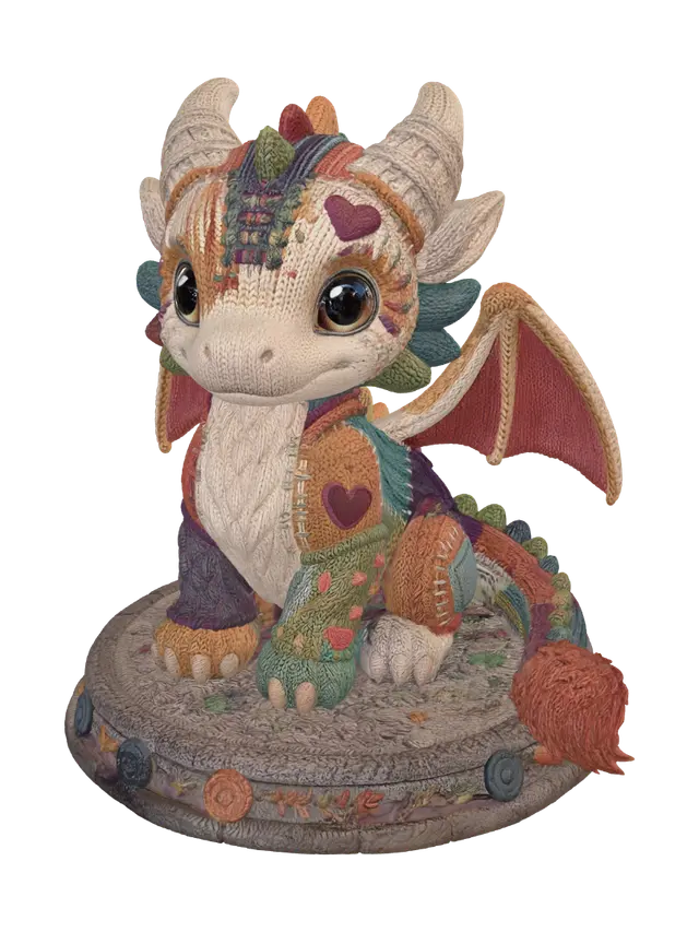 Patchwork Dragon of Embroidered Scales - Embroidery 3D model, vytvořený pomocí AI