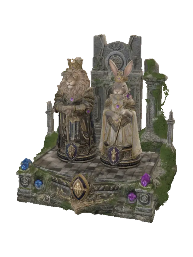 Crowned Alliance: The Lion and the Rabbit - Jobin 3D model, vytvořený pomocí AI