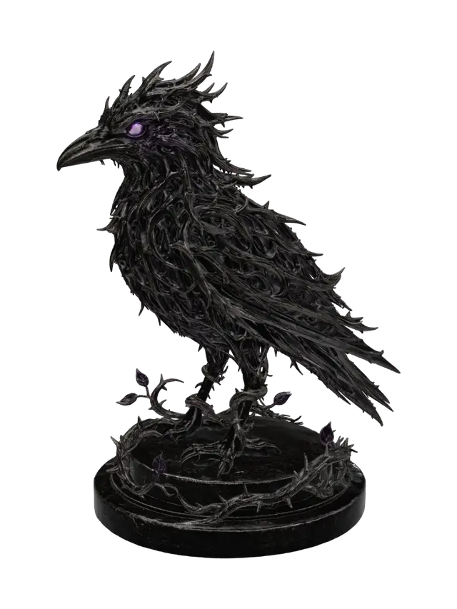 Violet Thorn Raven 3D model, vytvořený pomocí AI