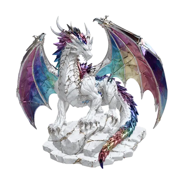 Prismatic Marble Dragon - Jobin 3D model, vytvořený pomocí AI