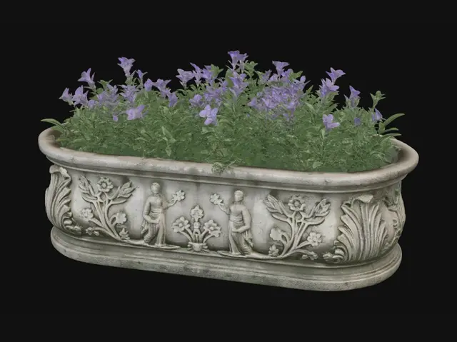 3D model for Purple Blooms in an Ornate Stone Planter