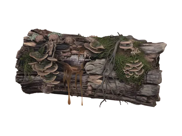 Mossy Log with Bracket Fungi 3D model, vytvořený pomocí AI