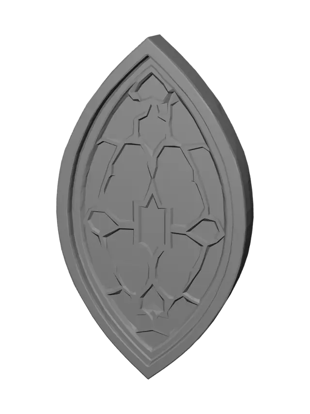 3D model for Gothic fantasy stained glass window, unique diamond shaped gothic design, dark stone frame, blue violet stained glass, low poly game asset, optimized topology.

IMPORTANT:
The window frame and the glass must be separate meshes.
Create two separate objects:
1. Window_Frame (stone frame)
2. Window_Glass (glass panels)

The glass must be an independent mesh inside the frame, not baked into the frame geometry.
The glass should use separate material IDs from the frame.
The frame must have its own material.
The glass must have its own material.

Game ready asset, clean topology, separate materials, modular building system compatible, centered pivot, front facing.