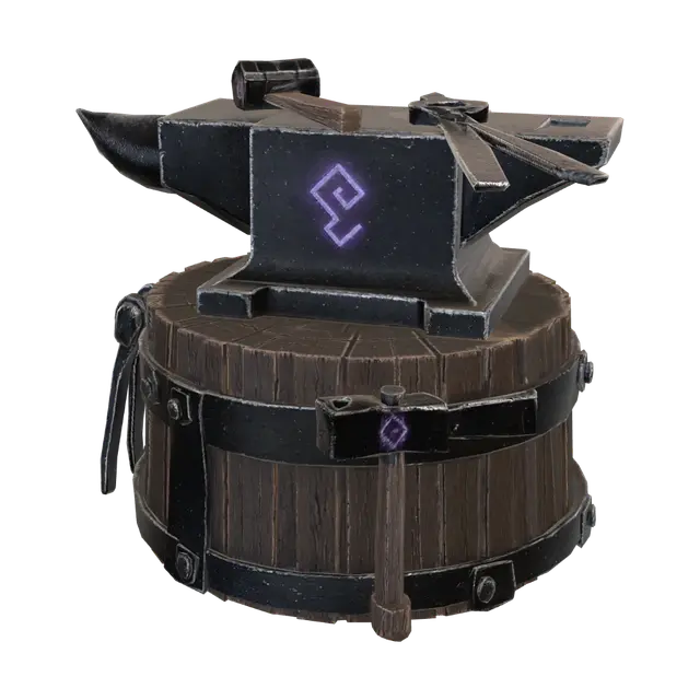 3D model for Runic Anvil on a Wooden Barrel