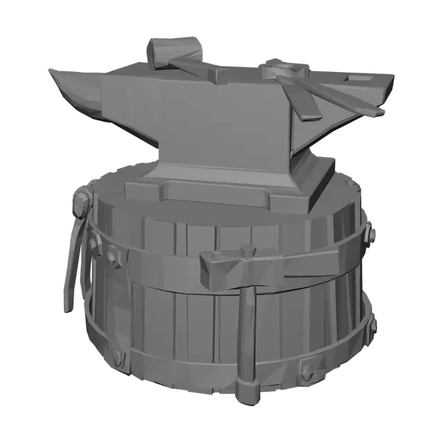 3D model for Runic Anvil on a Wooden Barrel