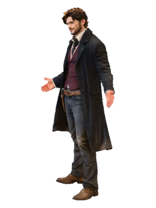 Western Standoff - Gambler 3D model, vytvořený pomocí AI