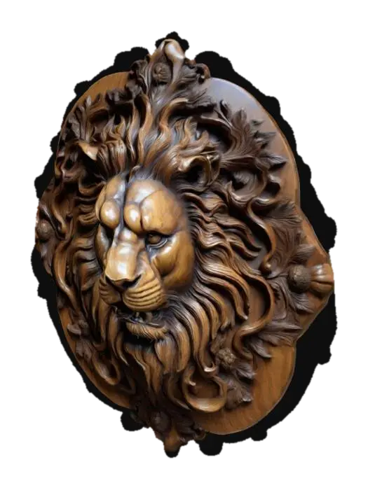 Modèle 3D Fantasy, Highly Detailed, Ultra Realistic, Wooden Carved, Lion Coffee Table - Decor, généré par IA