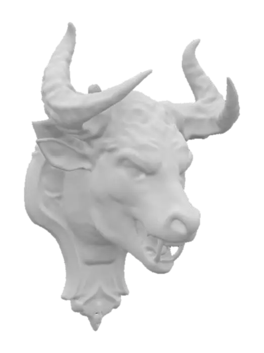 3D model for intricately carved wooden wall bust of a demonic buffalo