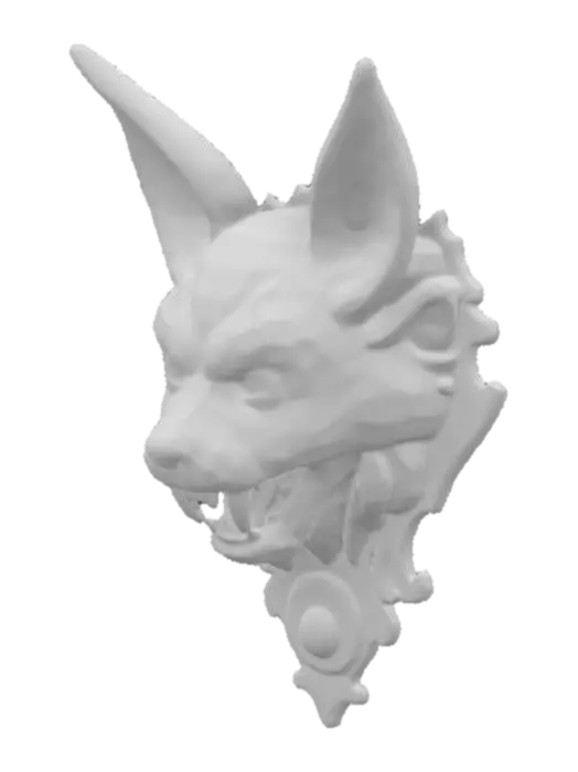 3D model for intricately carved wooden wall bust of a demonic cat