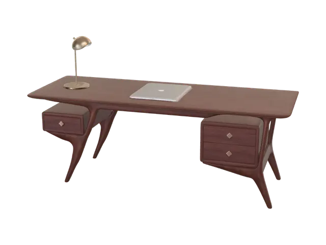 Sculpted Walnut Desk - Finish 3D model, vytvořený pomocí AI