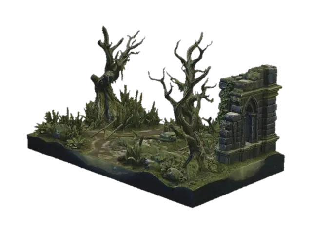 Marshgate Ruins - Swamp 3D model, vytvořený pomocí AI