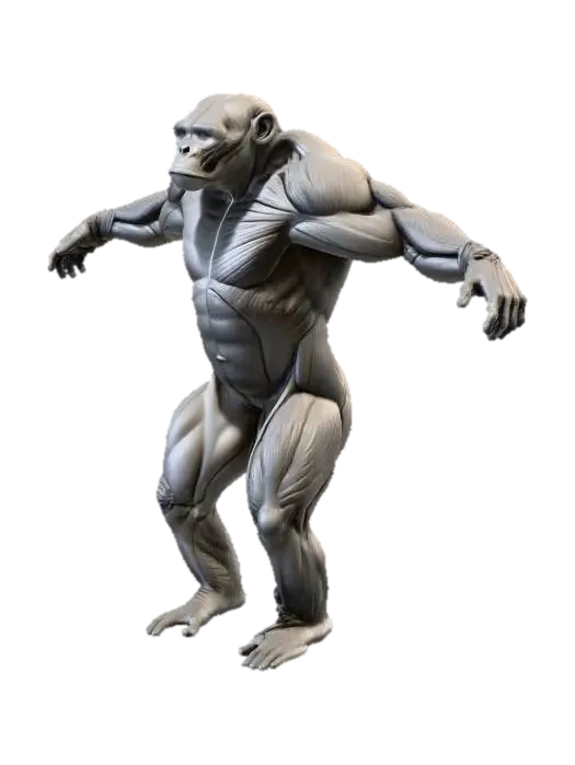 Primal Evolution - Apes 3D model, vytvořený pomocí AI