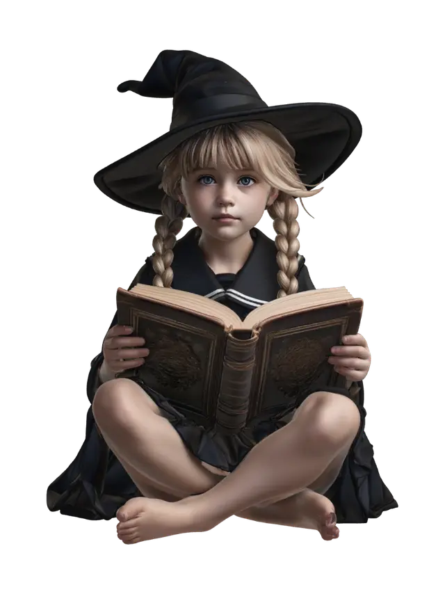 Little Witch Reading - Wand 3D model, vytvořený pomocí AI