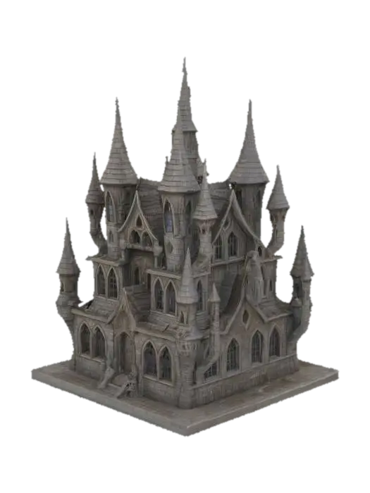 Gothic Spires - Mansion 3D model, vytvořený pomocí AI
