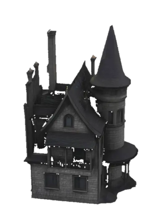 Mysterious Manor - Mansion 3D model, vytvořený pomocí AI