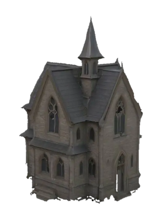 Gothic Chapel Elegance 3D model, vytvořený pomocí AI
